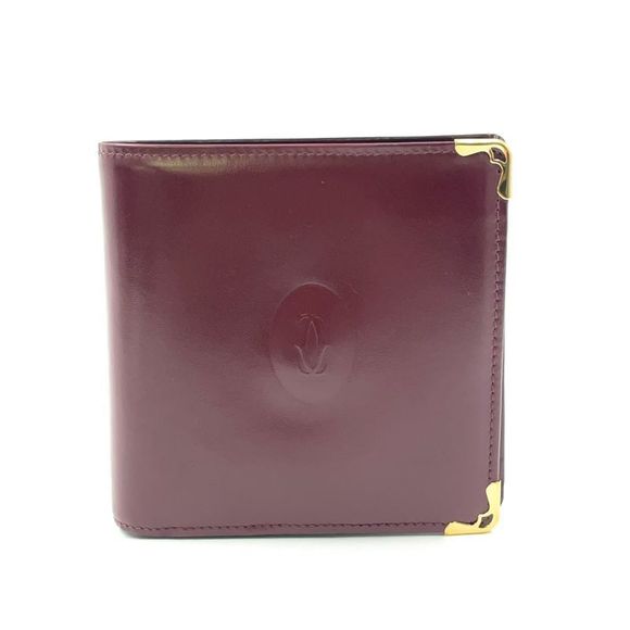 Cartier Must Line Bifold Leather Bordeaux Wallet Gold